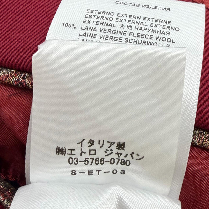 Excellent ETRO Chester coat Jungle print lining Bordeaux wool mens 50