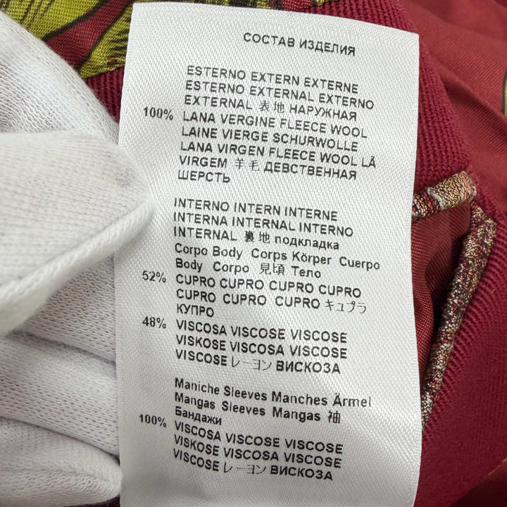 Excellent ETRO Chester coat Jungle print lining Bordeaux wool mens 50