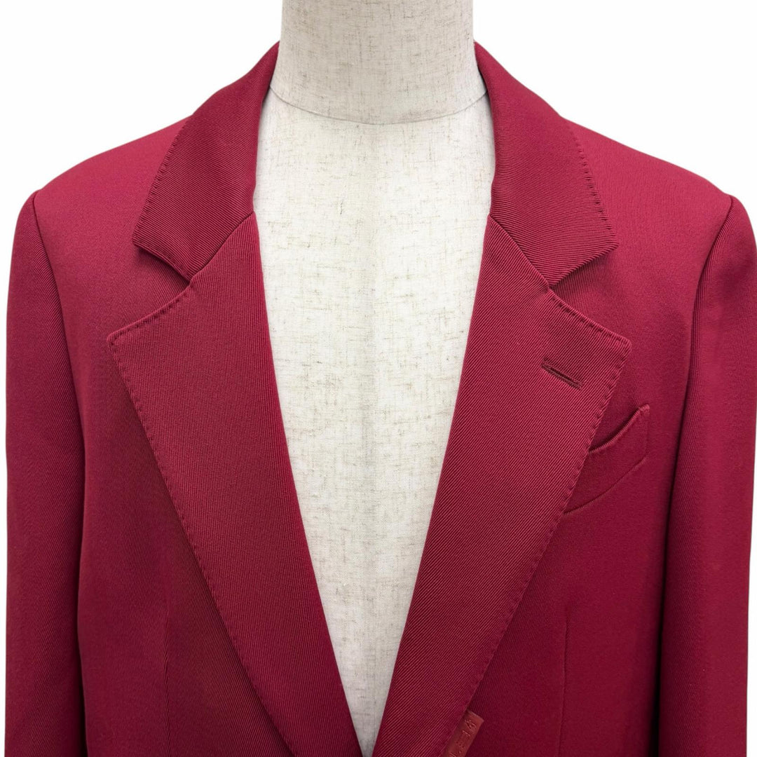Excellent ETRO Chester coat Jungle print lining Bordeaux wool mens 50