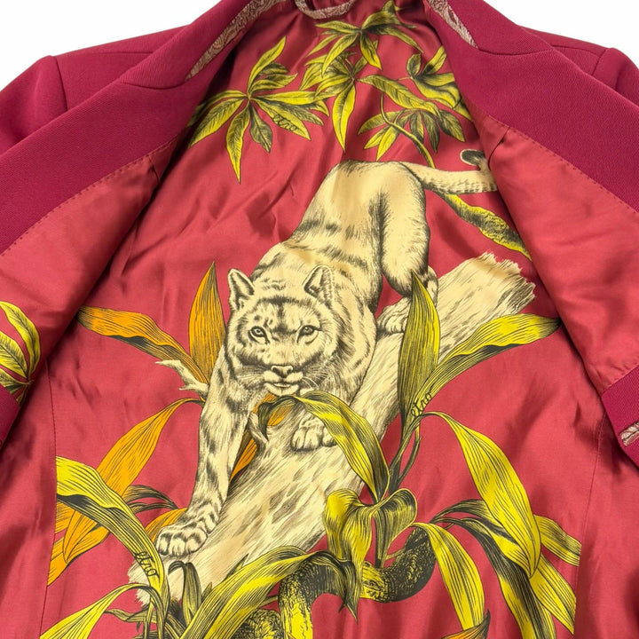 Excellent ETRO Chester coat Jungle print lining Bordeaux wool mens 50