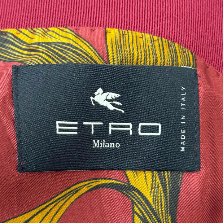 Excellent ETRO Chester coat Jungle print lining Bordeaux wool mens 50