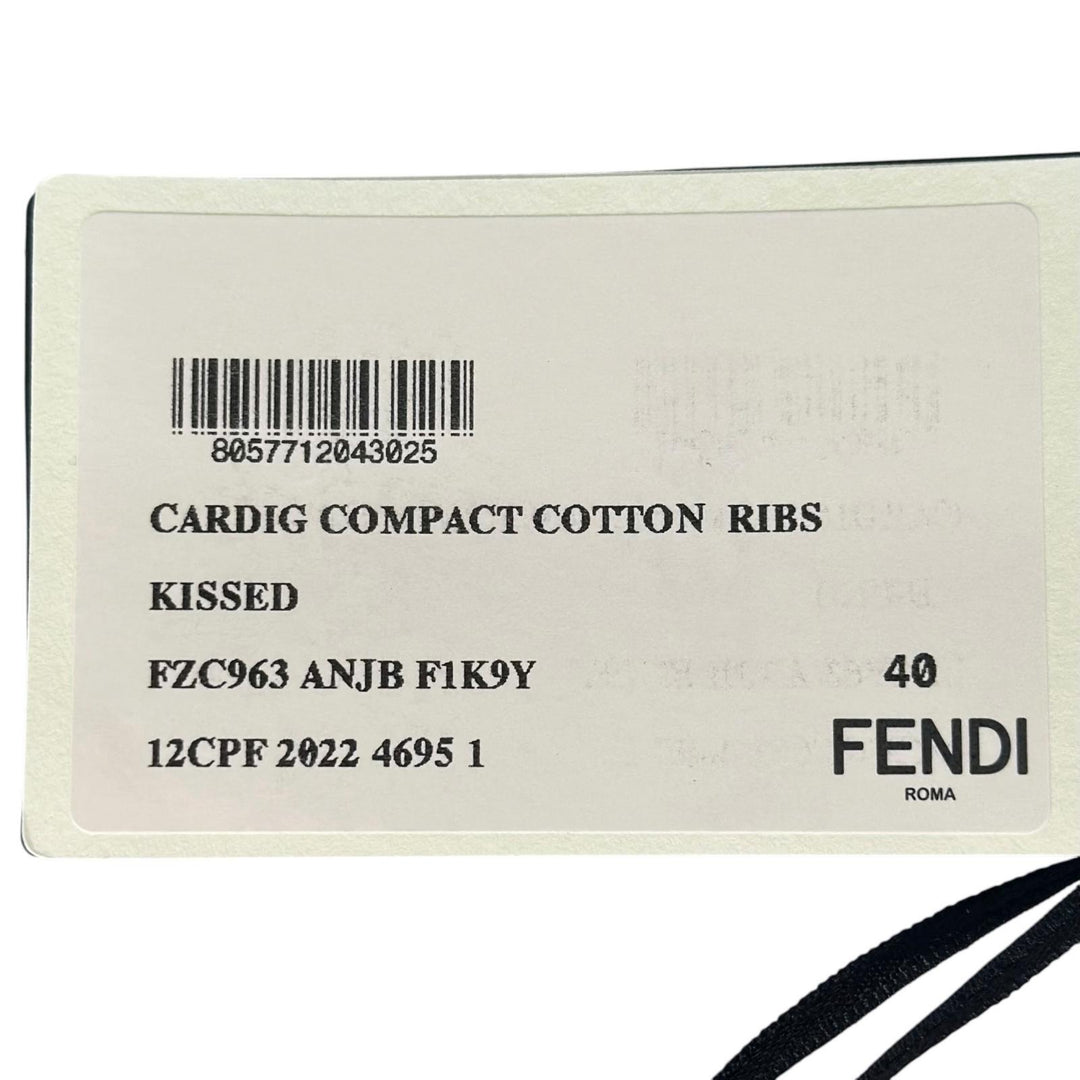 Pristine FENDI cardigan FF logo slit rib knit pink cotton Women 40 FZC963