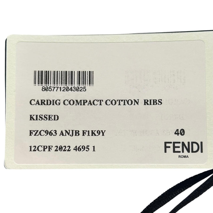 Pristine FENDI cardigan FF logo slit rib knit pink cotton Women 40 FZC963