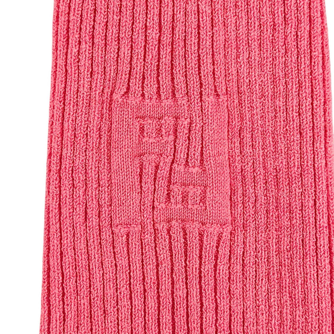 Pristine FENDI cardigan FF logo slit rib knit pink cotton Women 40 FZC963