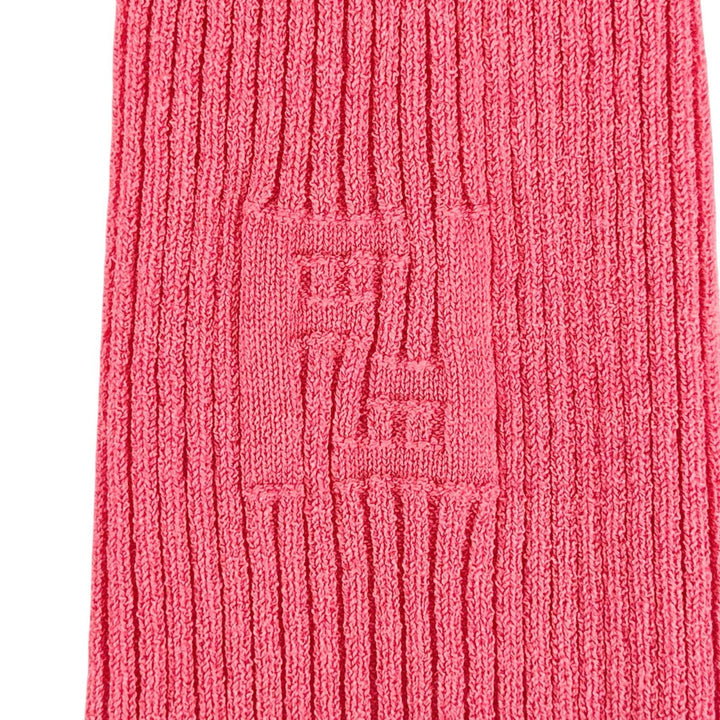 Pristine FENDI cardigan FF logo slit rib knit pink cotton Women 40 FZC963
