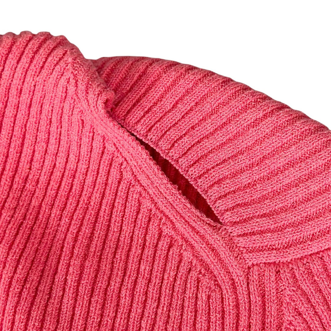 Pristine FENDI cardigan FF logo slit rib knit pink cotton Women 40 FZC963