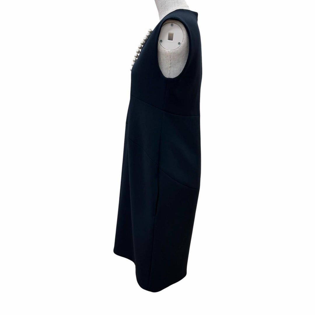 Pristine YOKO CHAN one piece Sleeveless with fake pearls Dark navy 40