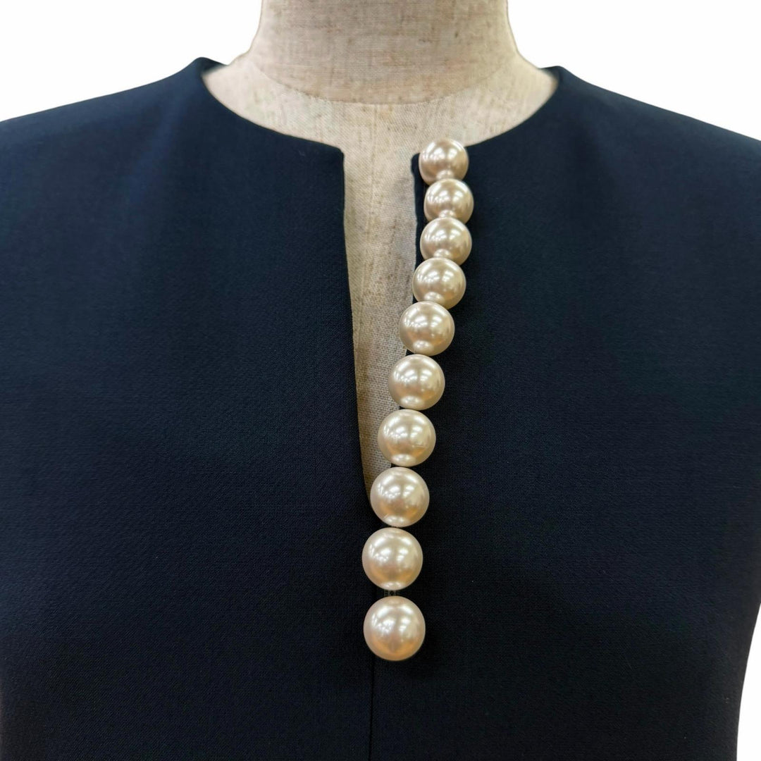 Pristine YOKO CHAN one piece Sleeveless with fake pearls Dark navy 40
