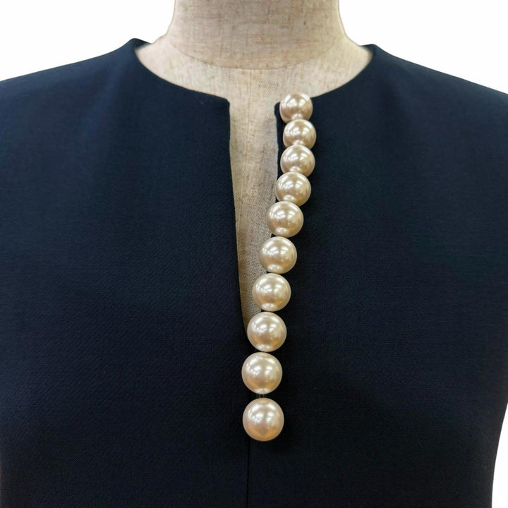 Pristine YOKO CHAN one piece Sleeveless with fake pearls Dark navy 40