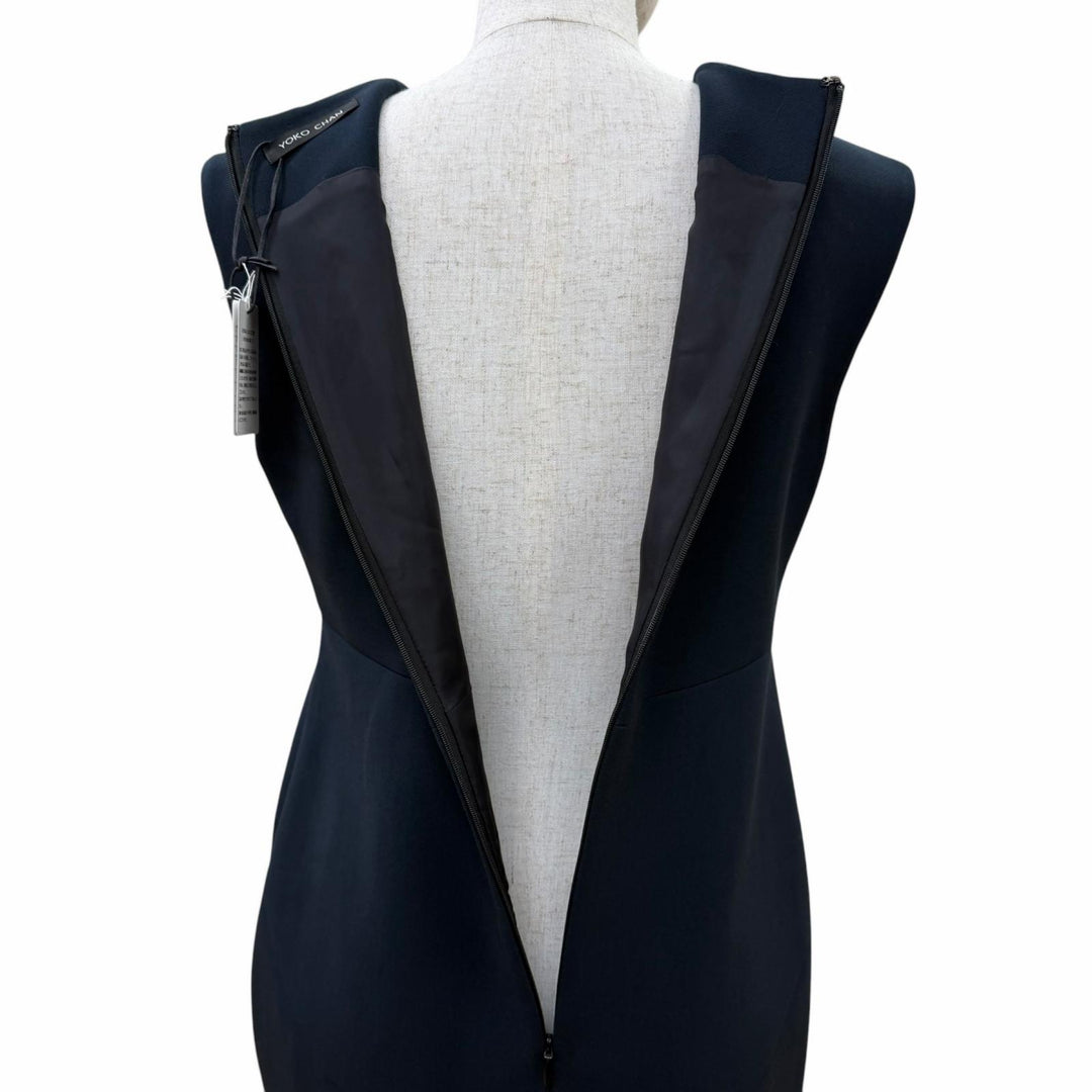 Pristine YOKO CHAN one piece Sleeveless with fake pearls Dark navy 40