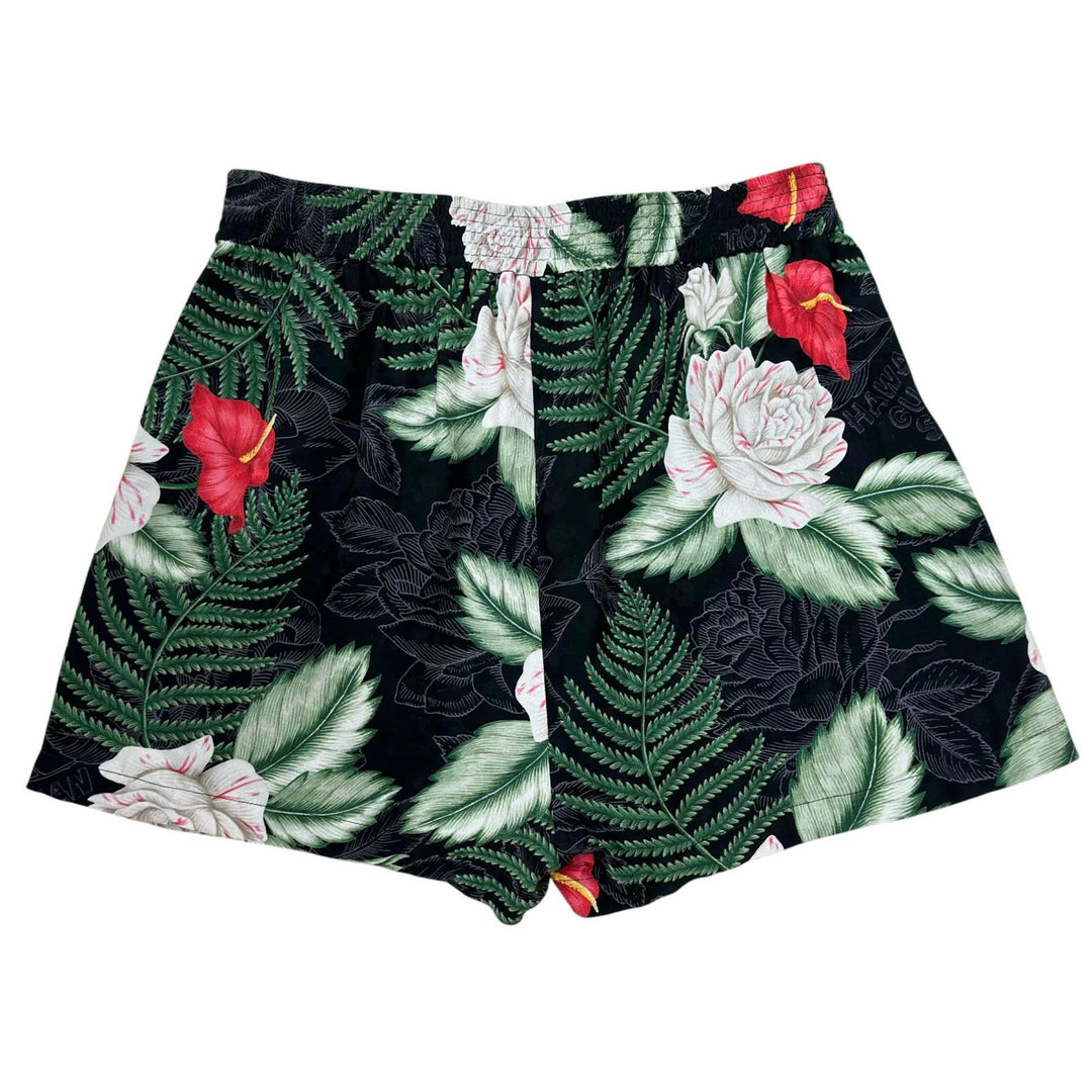 Great GUCCI Pants Logo Button Hawaiian Print Shorts green silk Women 38 619508