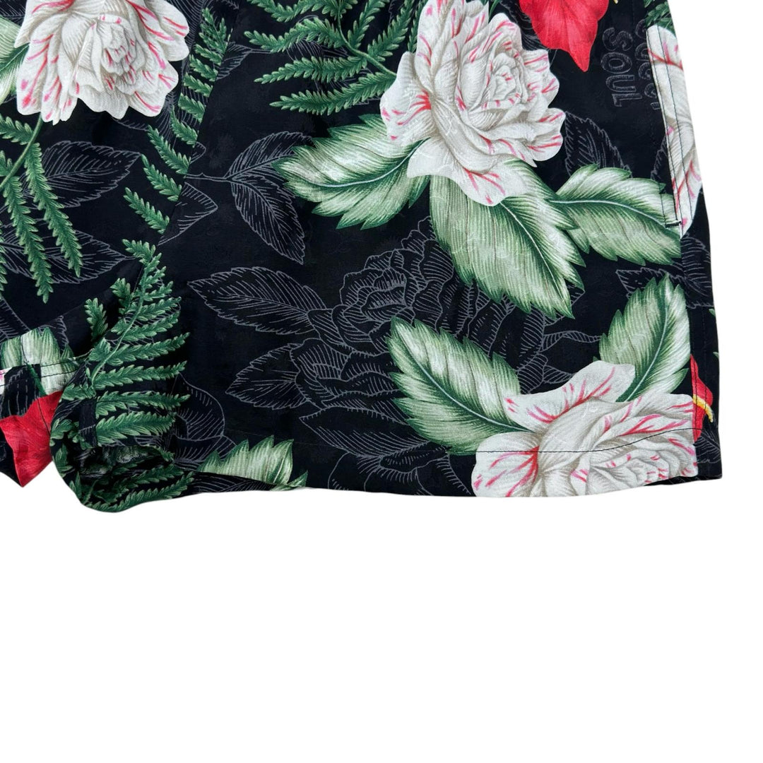 Great GUCCI Pants Logo Button Hawaiian Print Shorts green silk Women 38 619508
