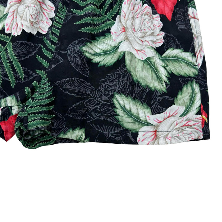 Great GUCCI Pants Logo Button Hawaiian Print Shorts green silk Women 38 619508