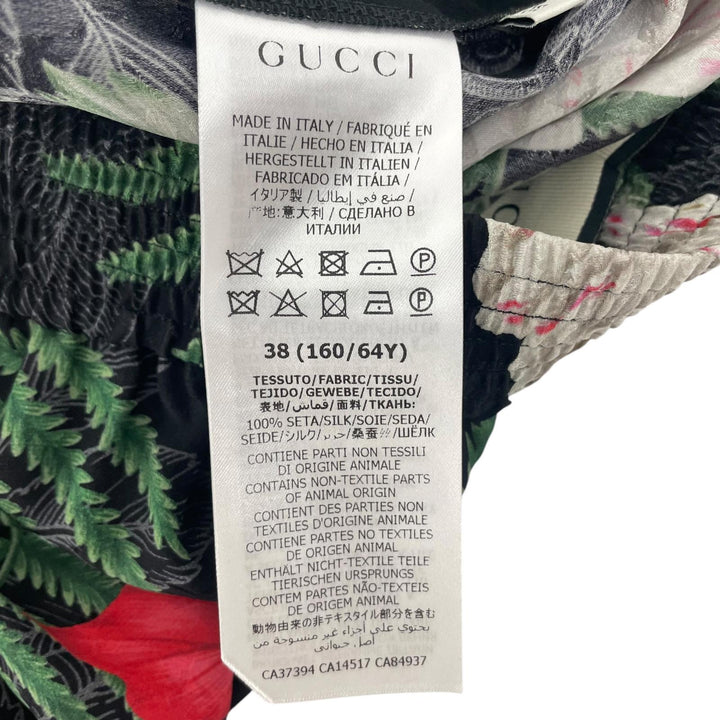 Great GUCCI Pants Logo Button Hawaiian Print Shorts green silk Women 38 619508