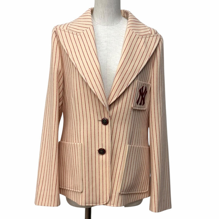 Excellent GUCCI New York Yankees Jacket beige wool Women 40 542267