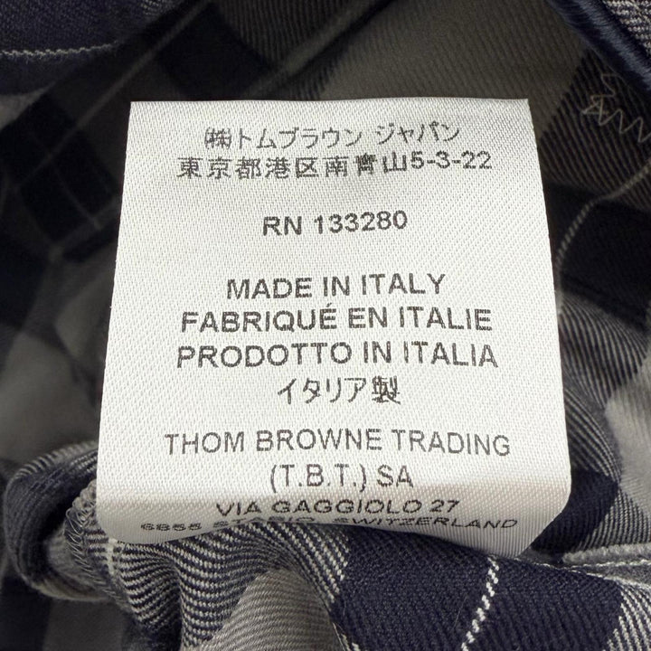 Pristine THOM BROWNE Long sleeve shirt Tartan check pajamas Navy