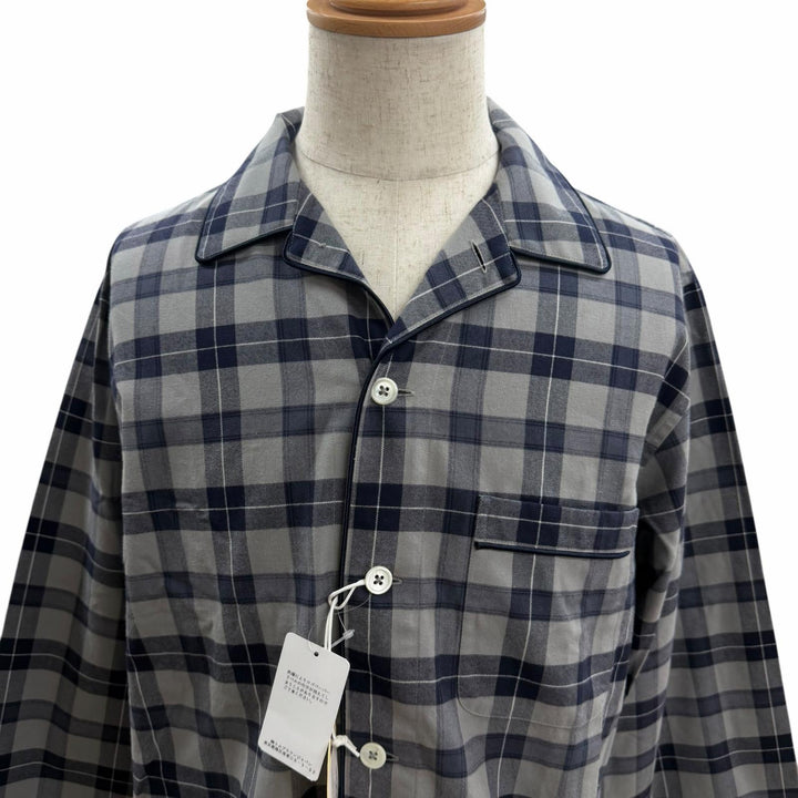 Pristine THOM BROWNE Long sleeve shirt Tartan check pajamas Navy