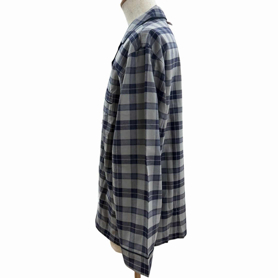 Pristine THOM BROWNE Long sleeve shirt Tartan check pajamas Navy