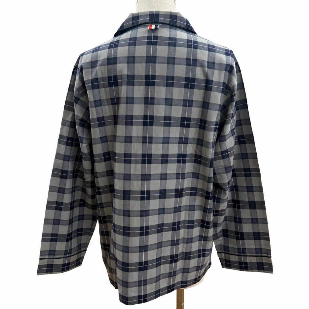 Pristine THOM BROWNE Long sleeve shirt Tartan check pajamas Navy