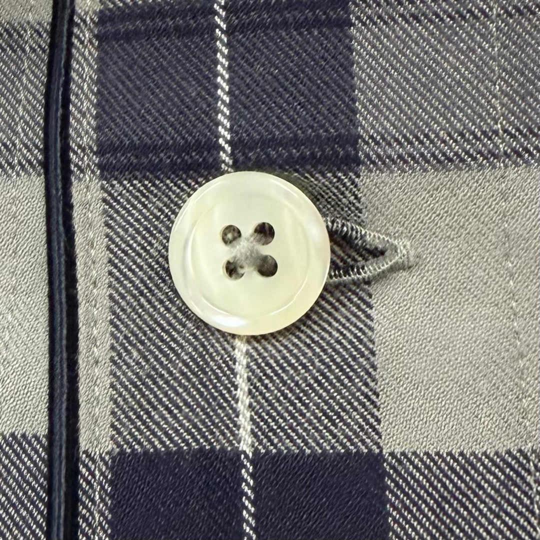 Pristine THOM BROWNE Long sleeve shirt Tartan check pajamas Navy