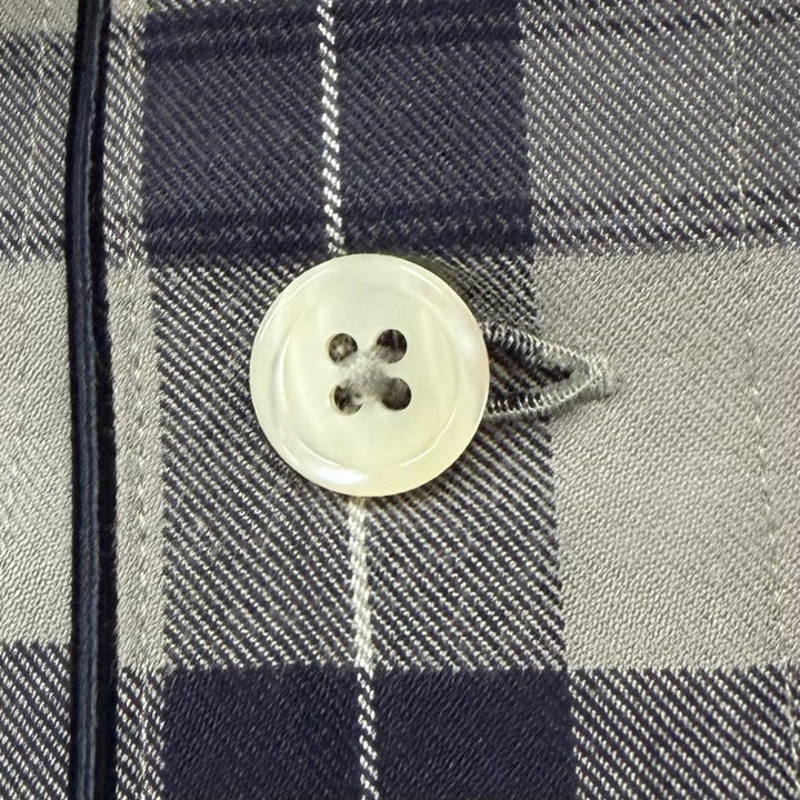 Pristine THOM BROWNE Long sleeve shirt Tartan check pajamas Navy