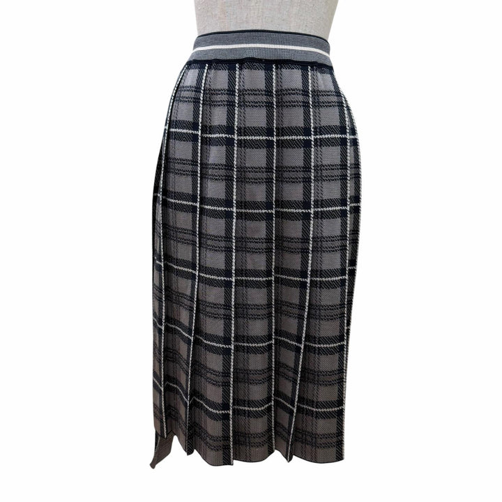 Excellent THOM BROWNE Pleated skirt Check Pattern gray silk 2 MKK016A-Y3504-035