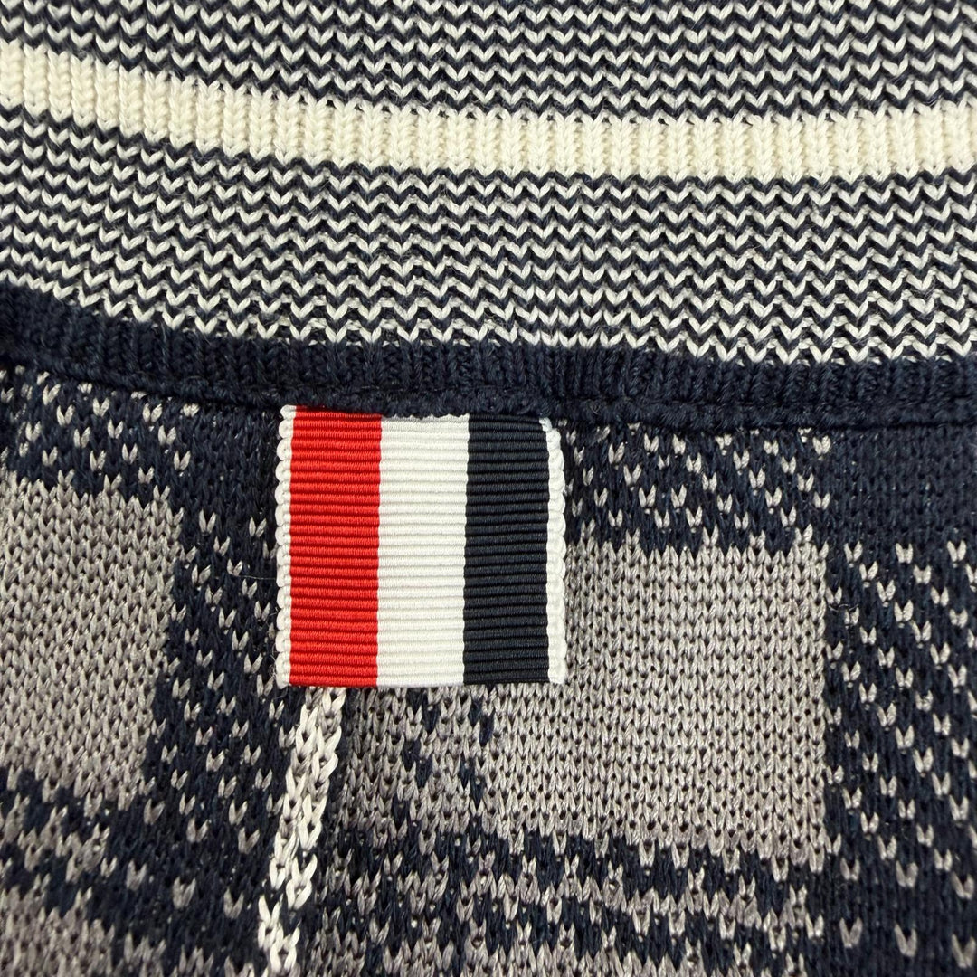 Excellent THOM BROWNE Pleated skirt Check Pattern gray silk 2 MKK016A-Y3504-035