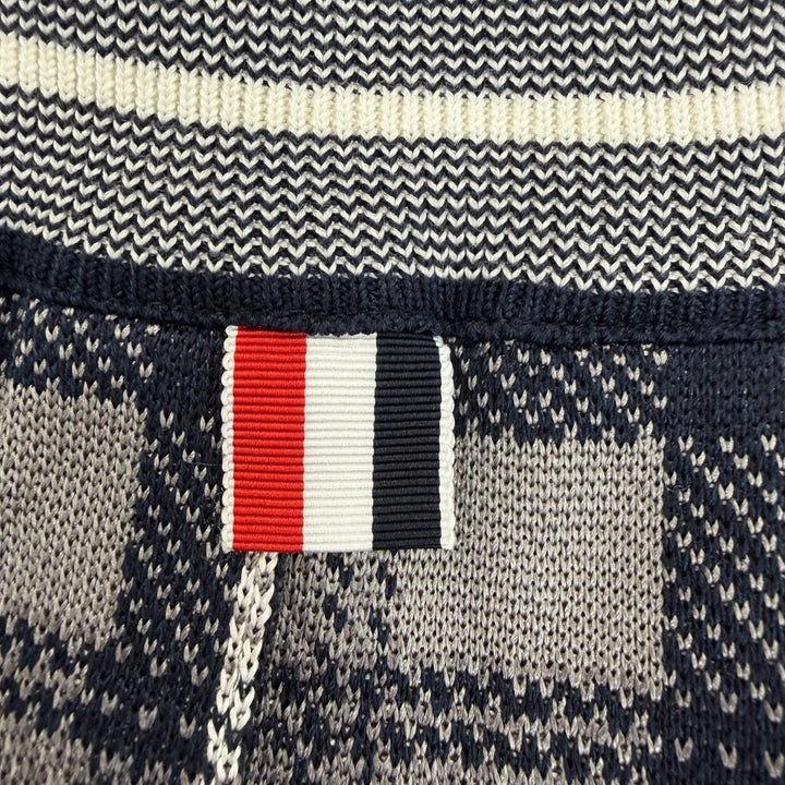 Excellent THOM BROWNE Pleated skirt Check Pattern gray silk 2 MKK016A-Y3504-035