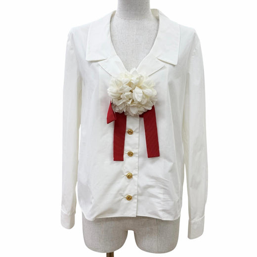 Excellent GUCCI Long sleeve shirt interlocking G pattern, flower brooch.36