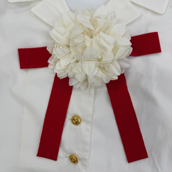 Excellent GUCCI Long sleeve shirt interlocking G pattern, flower brooch.36