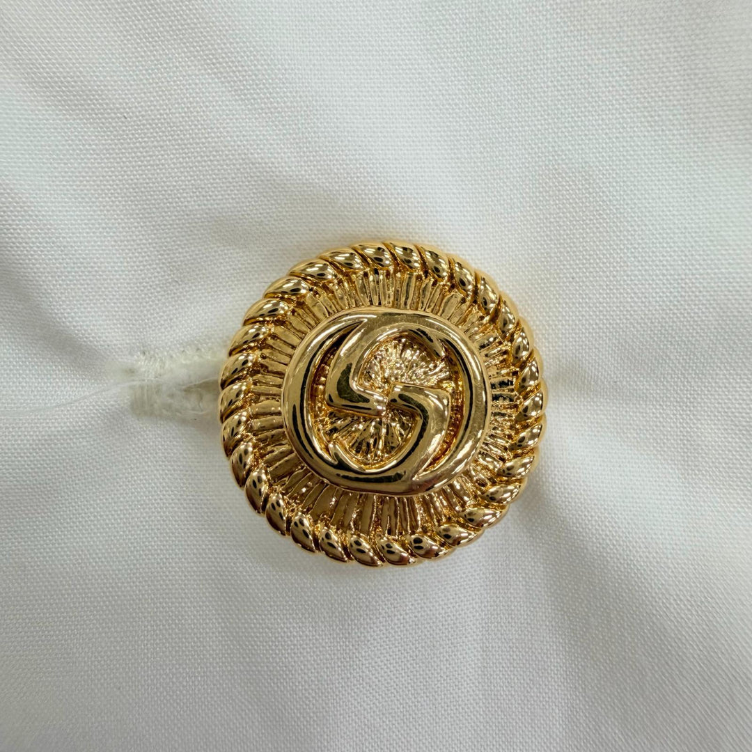 Excellent GUCCI Long sleeve shirt interlocking G pattern, flower brooch.36