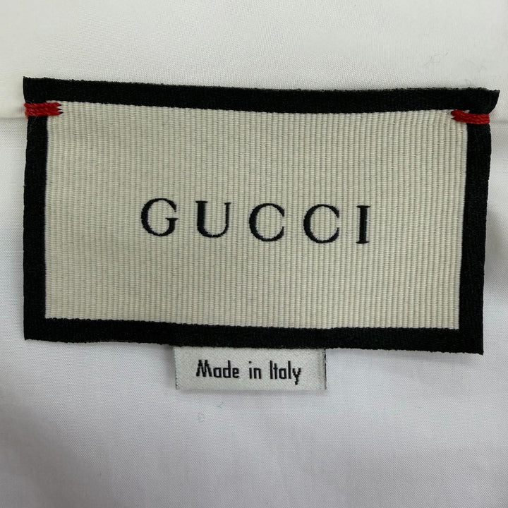 Excellent GUCCI Long sleeve shirt interlocking G pattern, flower brooch.36