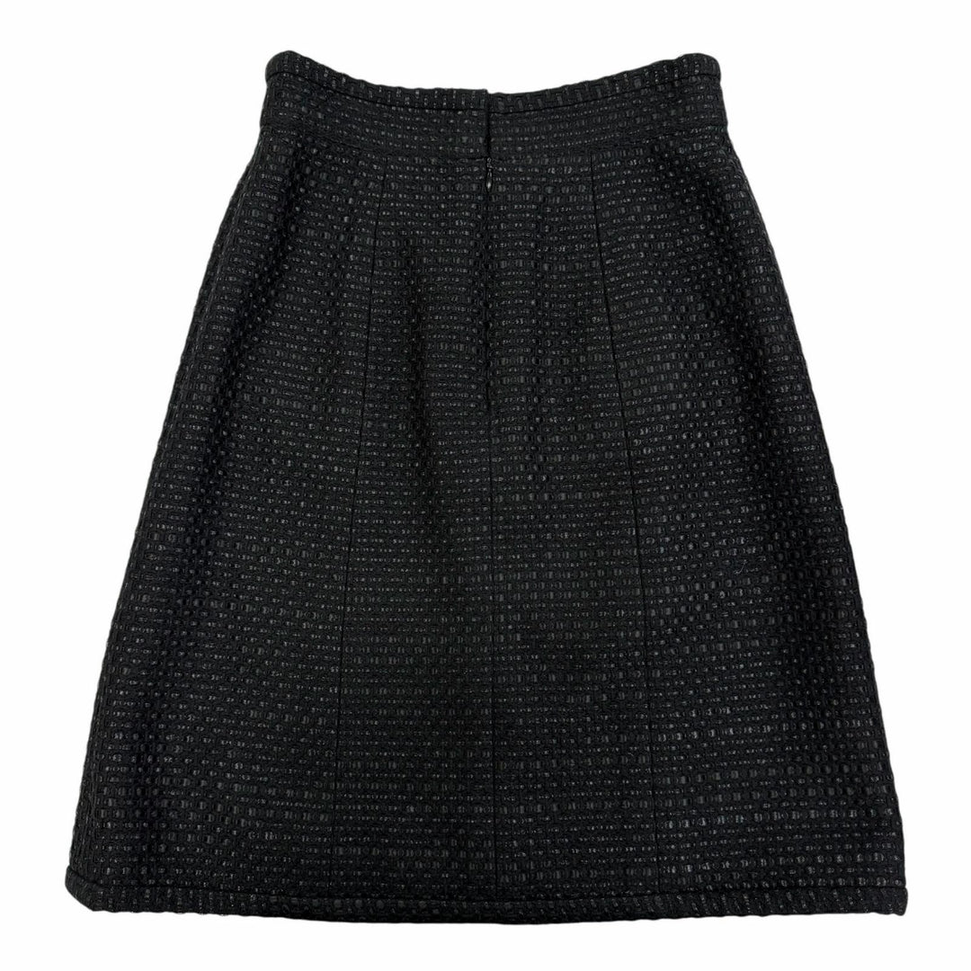 Great CHANEL skirt COCO Button Tweed black cotton Women 38 P53154V39572