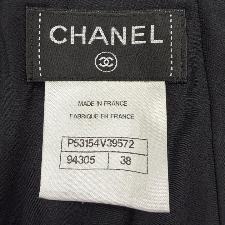 Great CHANEL skirt COCO Button Tweed black cotton Women 38 P53154V39572