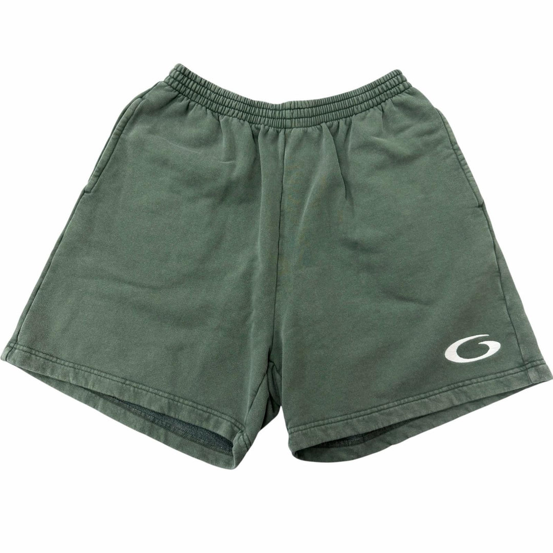 Discounted Great BALENCIAGA Pants Embroidered Washed Sweat Shorts green