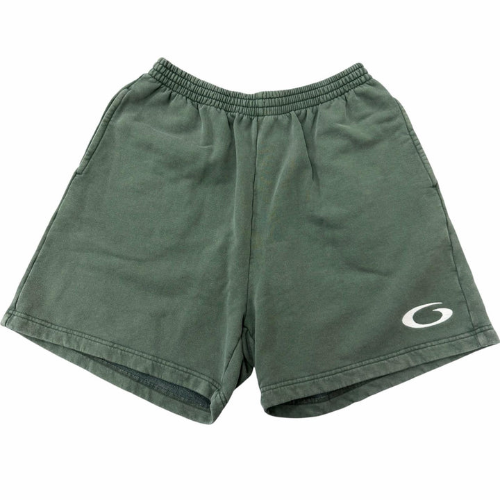 Discounted Great BALENCIAGA Pants Embroidered Washed Sweat Shorts green