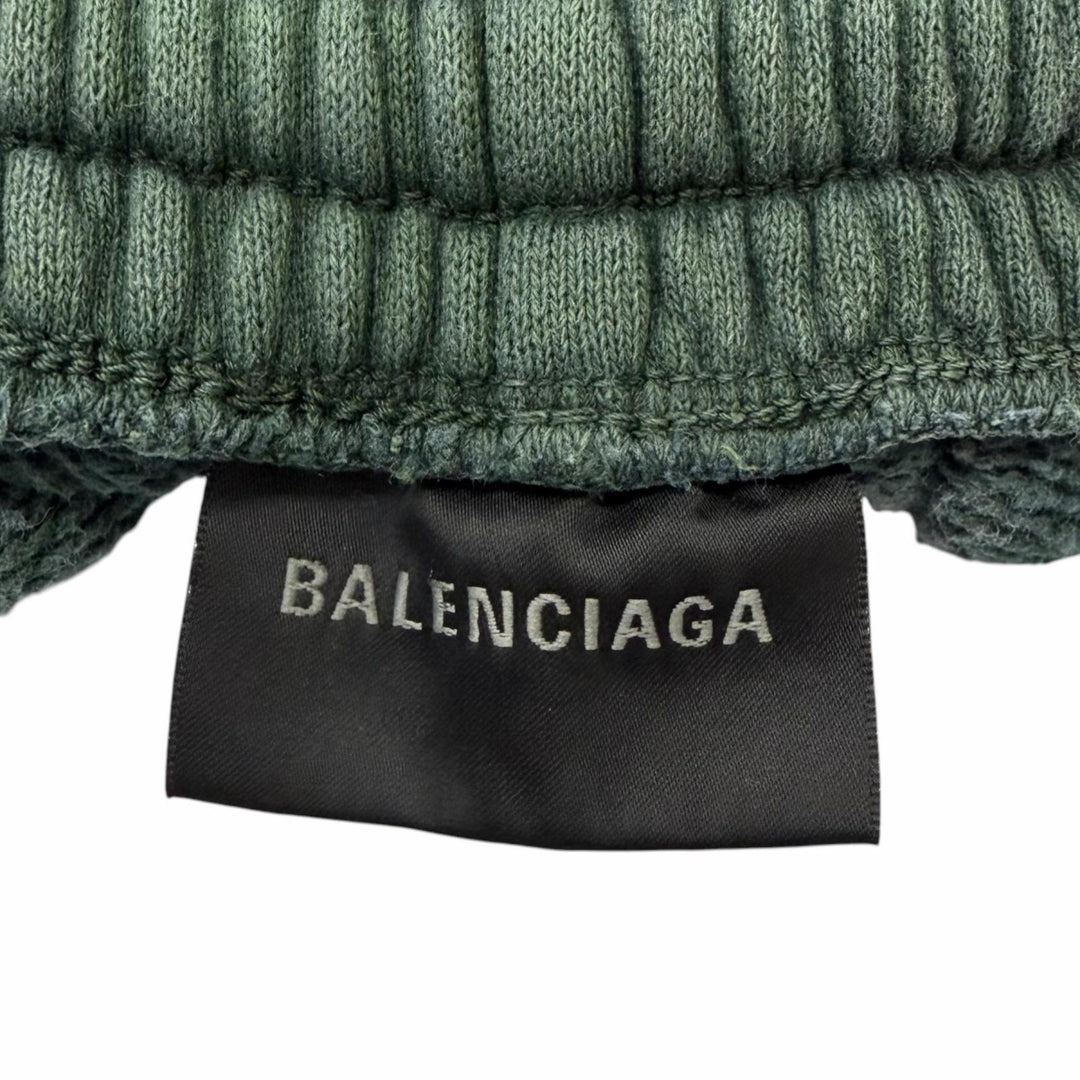 Discounted Great BALENCIAGA Pants Embroidered Washed Sweat Shorts green