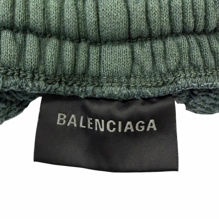 Discounted Great BALENCIAGA Pants Embroidered Washed Sweat Shorts green
