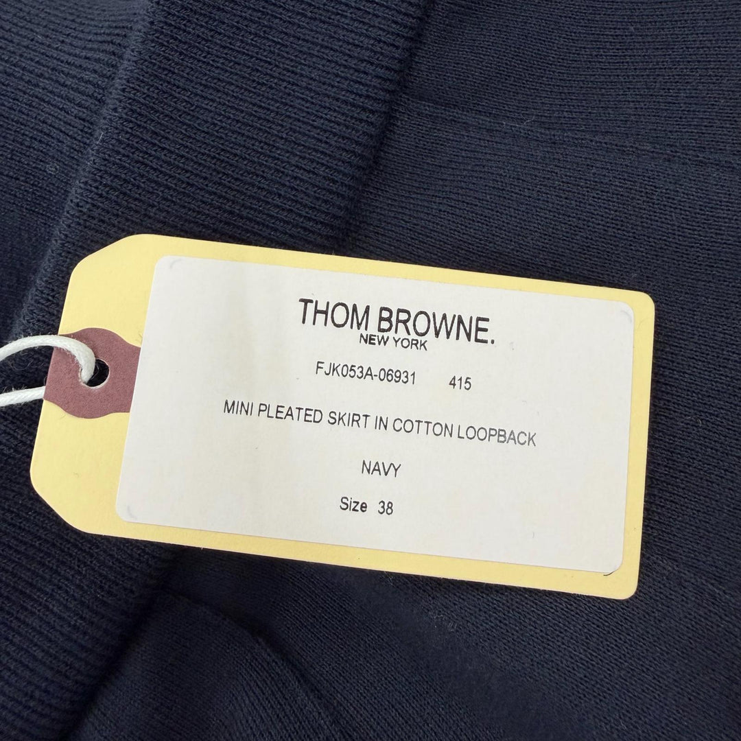 Excellent THOM BROWNE Pleated skirt Navy cotton Women 38 FJK053A-06931-415
