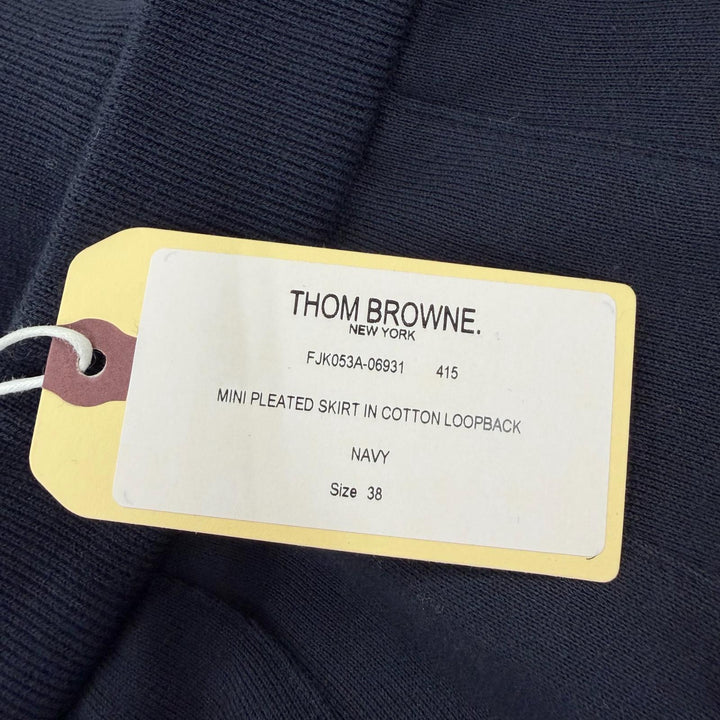 Excellent THOM BROWNE Pleated skirt Navy cotton Women 38 FJK053A-06931-415