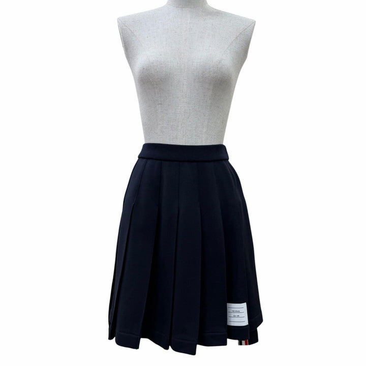 Excellent THOM BROWNE Pleated skirt Navy cotton Women 38 FJK053A-06931-415