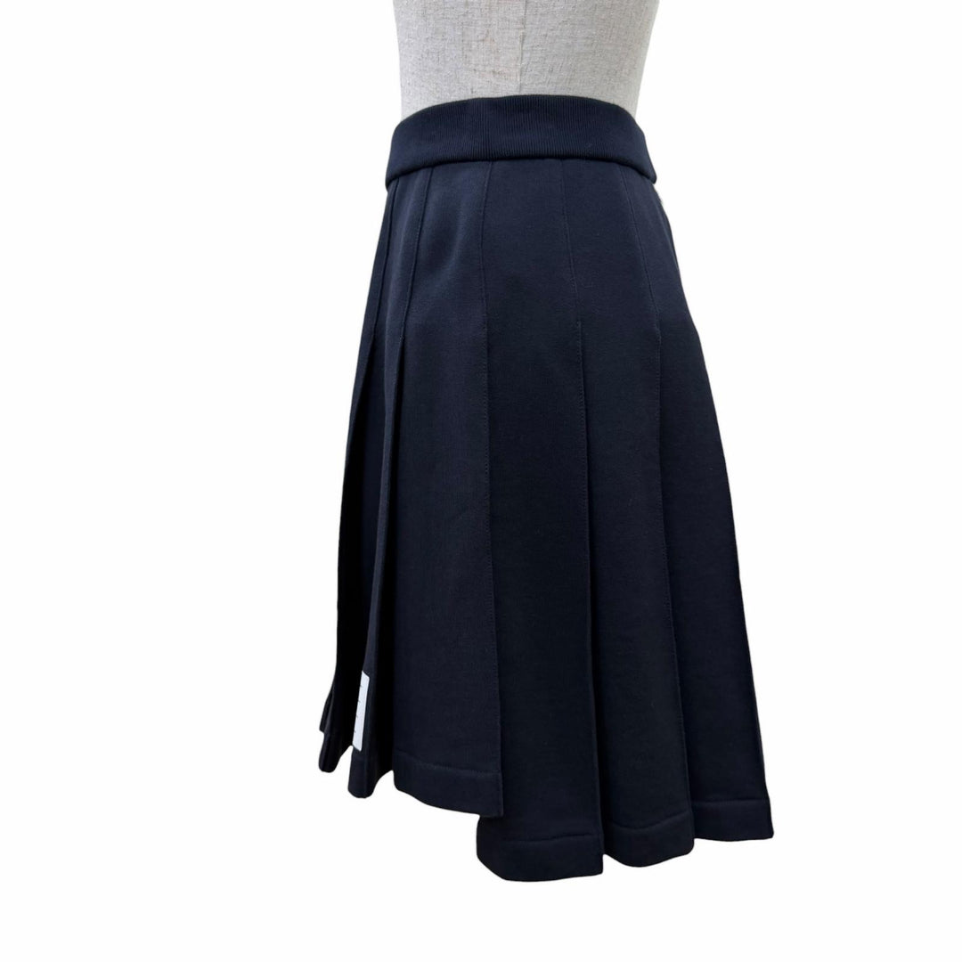 Excellent THOM BROWNE Pleated skirt Navy cotton Women 38 FJK053A-06931-415