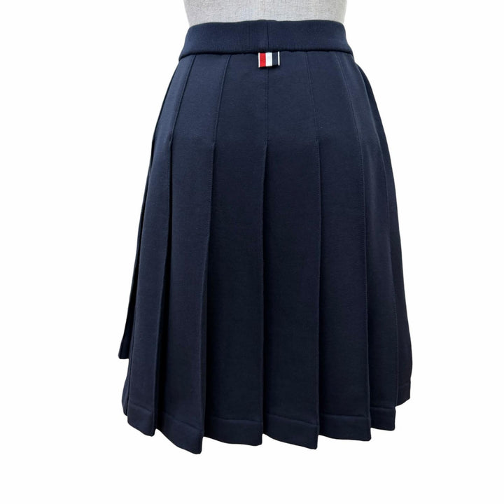 Excellent THOM BROWNE Pleated skirt Navy cotton Women 38 FJK053A-06931-415