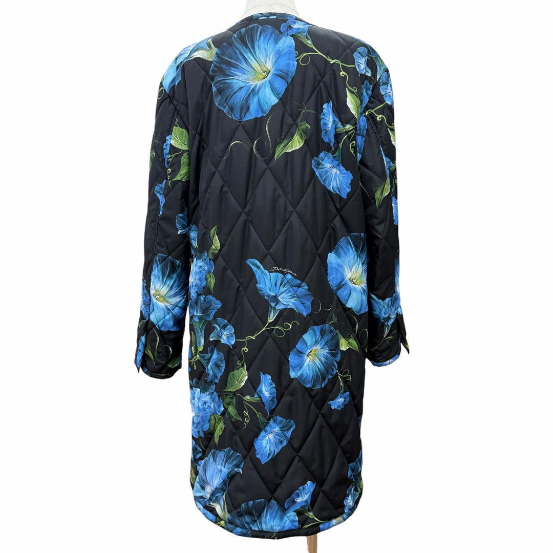 Excellent DOLCE&GABBANA coat Floral print, leopard print lining, collarless, 40