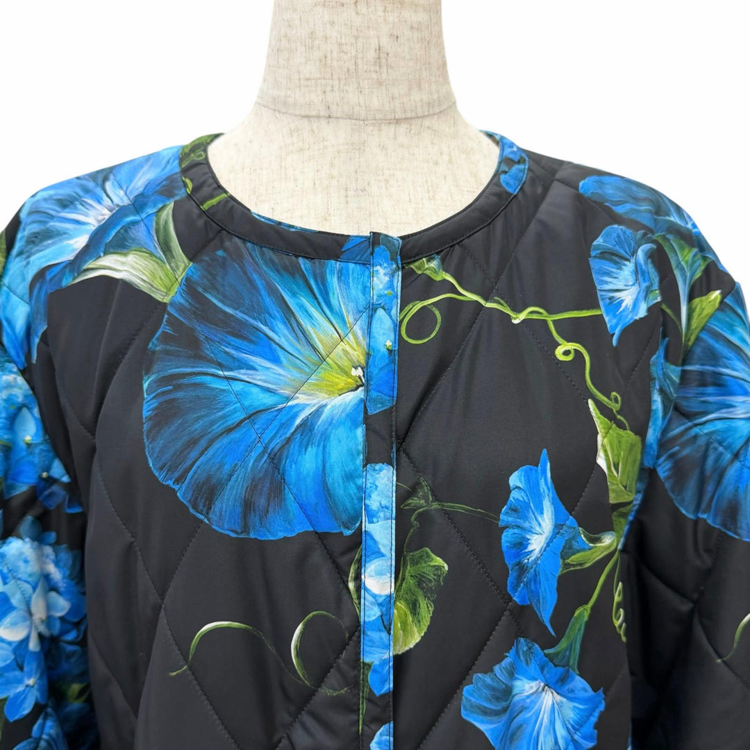 Excellent DOLCE&GABBANA coat Floral print, leopard print lining, collarless, 40