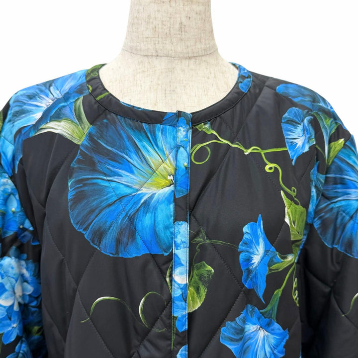 Excellent DOLCE&GABBANA coat Floral print, leopard print lining, collarless, 40