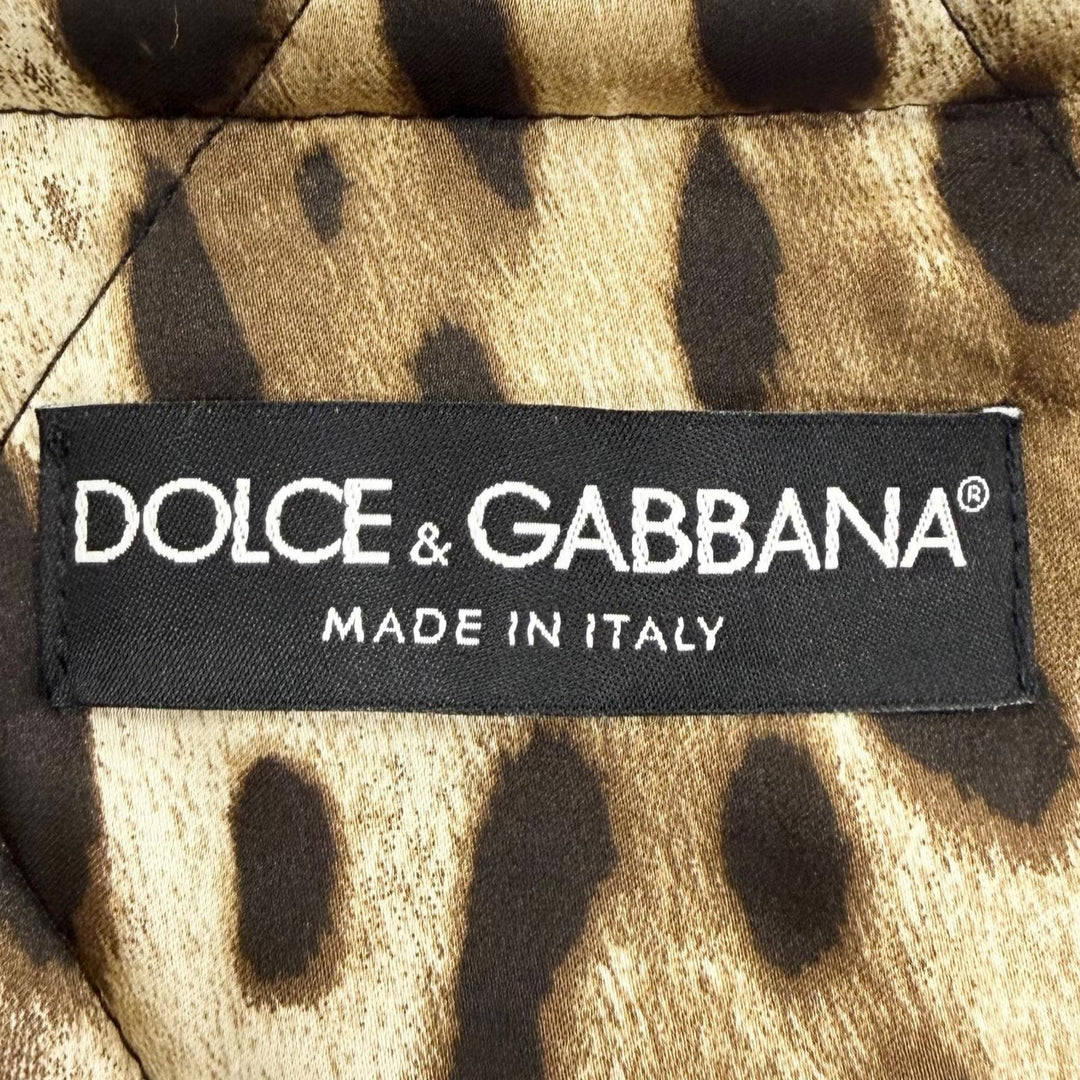 Excellent DOLCE&GABBANA coat Floral print, leopard print lining, collarless, 40