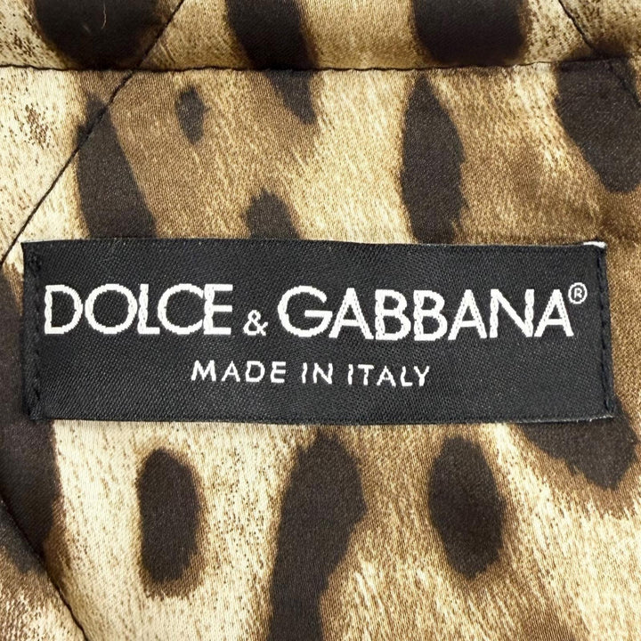 Excellent DOLCE&GABBANA coat Floral print, leopard print lining, collarless, 40