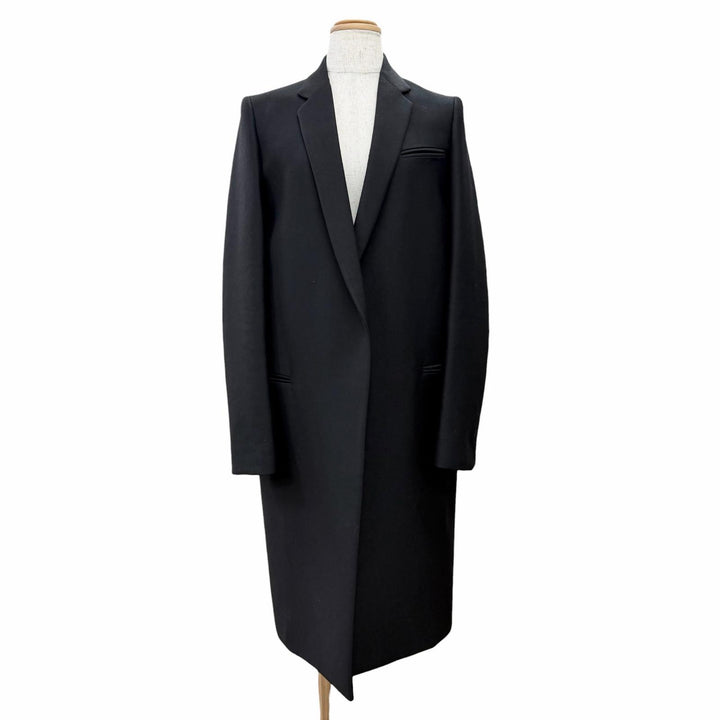 Excellent CELINE coat Phoebe Philo era Crombie Long black wool 34 2 8H28/7107