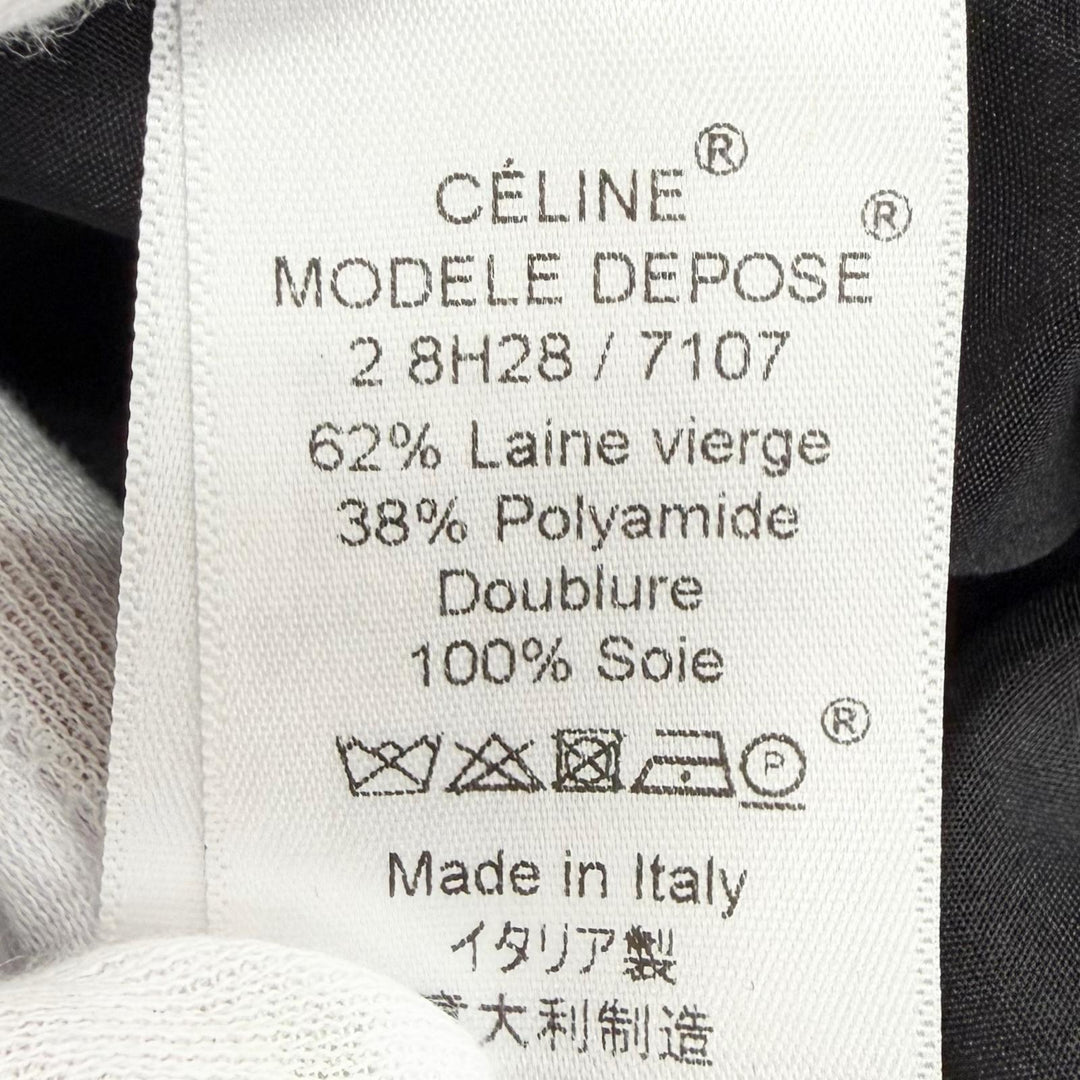 Excellent CELINE coat Phoebe Philo era Crombie Long black wool 34 2 8H28/7107